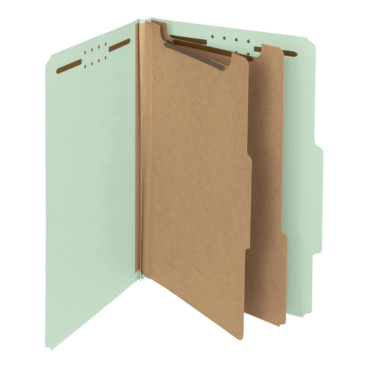 Smead Carpeta de archivos de clasificación 100% reciclada, 2 divisores, expansión de 2 pulgadas, tamaño legal, gris/verde, 10 por caja (19022)