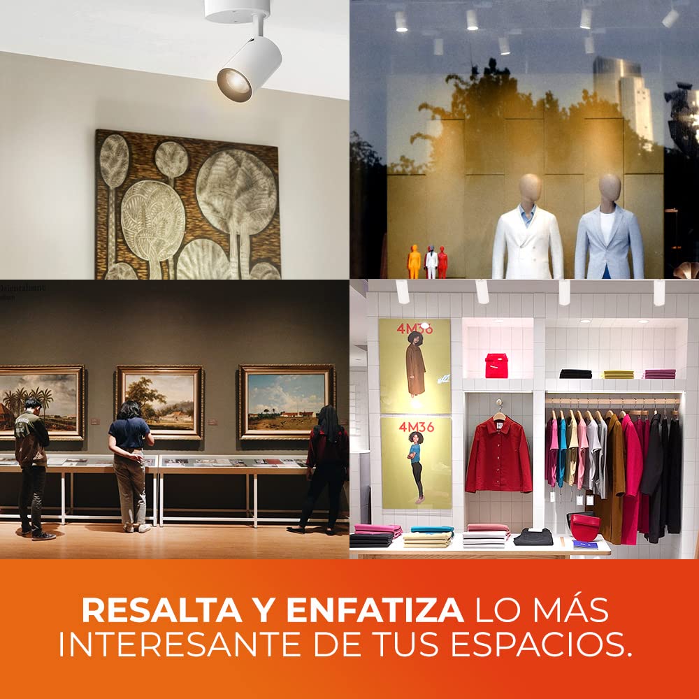 Tecnolite - Lámpara de Techo para Interior de Casas Beid II, Potencia 4.7 Watts, Foco Incluído. Función Dirigible hacia Diferentes Ángulos, Spot LED de Sobreponer. Iluminación Interior