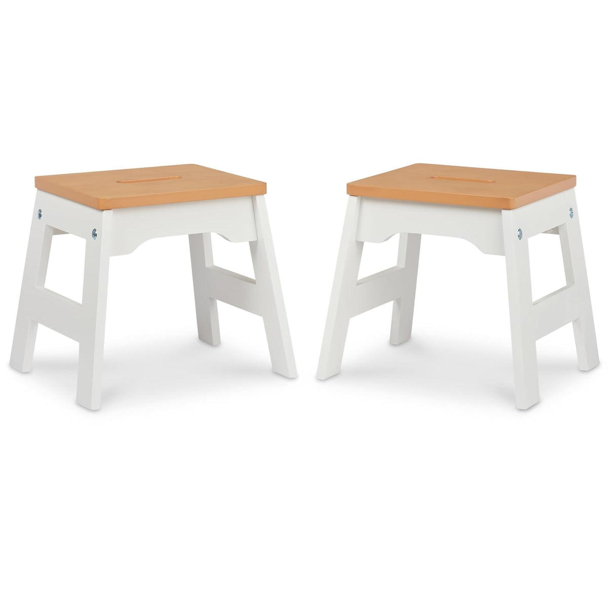 Melissa & Doug Taburetes de Madera - Juego de 2 (Blanco/Natural)