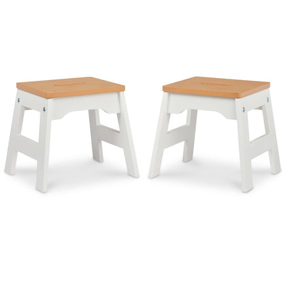 Melissa & Doug Taburetes de Madera - Juego de 2 (Blanco/Natural)