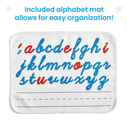 hand2mind Letras cursivas conectadas minúsculas, trazado táctil de letras, práctica de escritura cursiva del alfabeto, actividades de motricidad fina, suministros para educación en casa, manipulativos