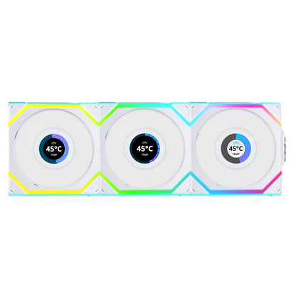 Lian Li Uni Fan SL LCD inalámbrico ARGB Ventilador de 120 mm – Triple Pack – LCD de 1.6 Pulgadas – Señal inalámbrica de 2.4 GHz para RGB y Control de Ventilador, diseño de Cadena Margarita, Driver