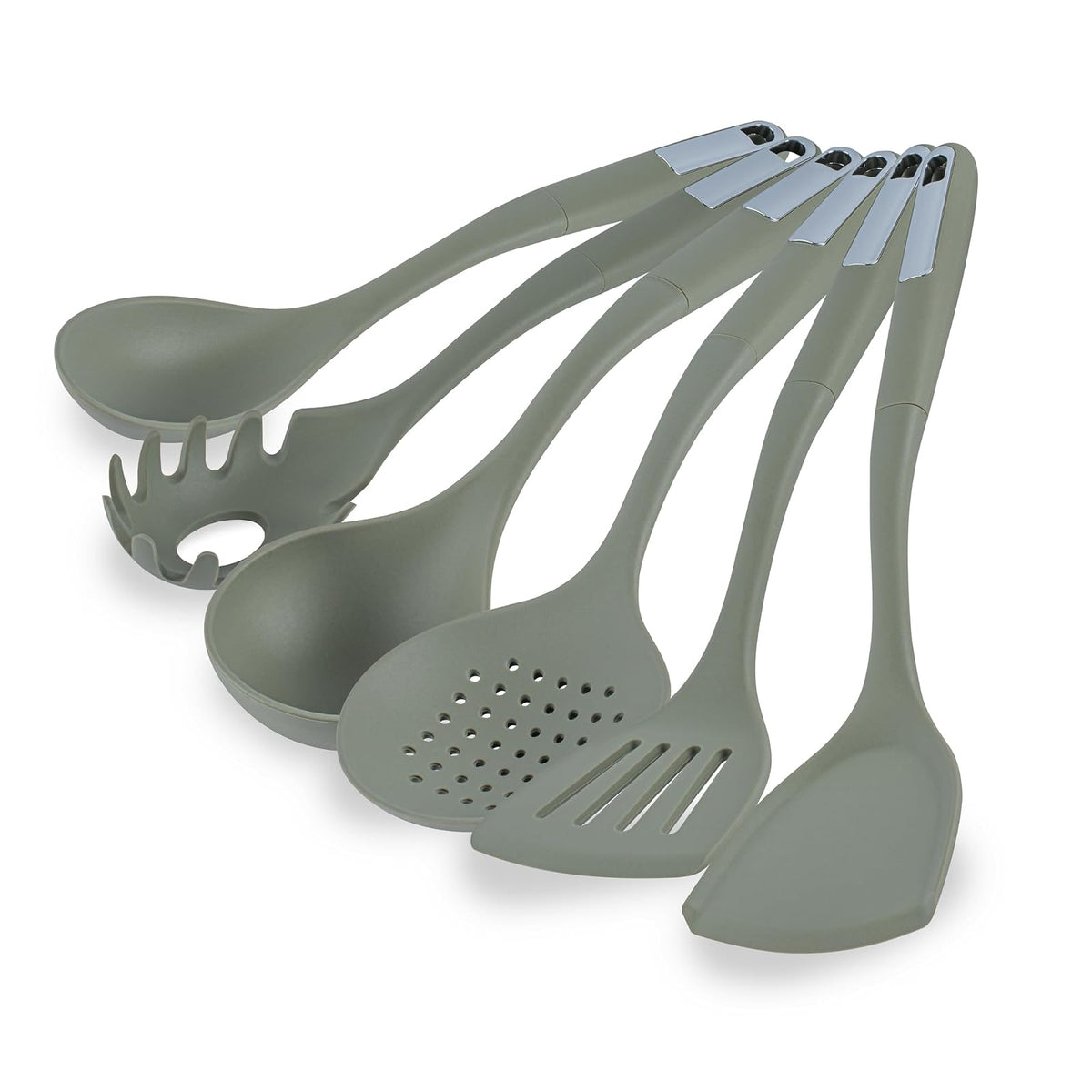 Restaurantware-Met Lux Juego de utensilios de cocina, 1 juego de utensilios de silicona, 6 piezas por juego, alta tolerancia al calor, utensilios de cocina de silicona verde, para utensilios de cocina