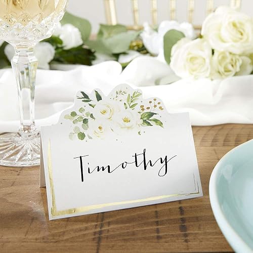 Kate Aspen - Decoración de fiesta verde salvia, tarjetas de tienda de campaña floral de eucalipto (juego de 50), perfectas para baby shower y despedidas de novia