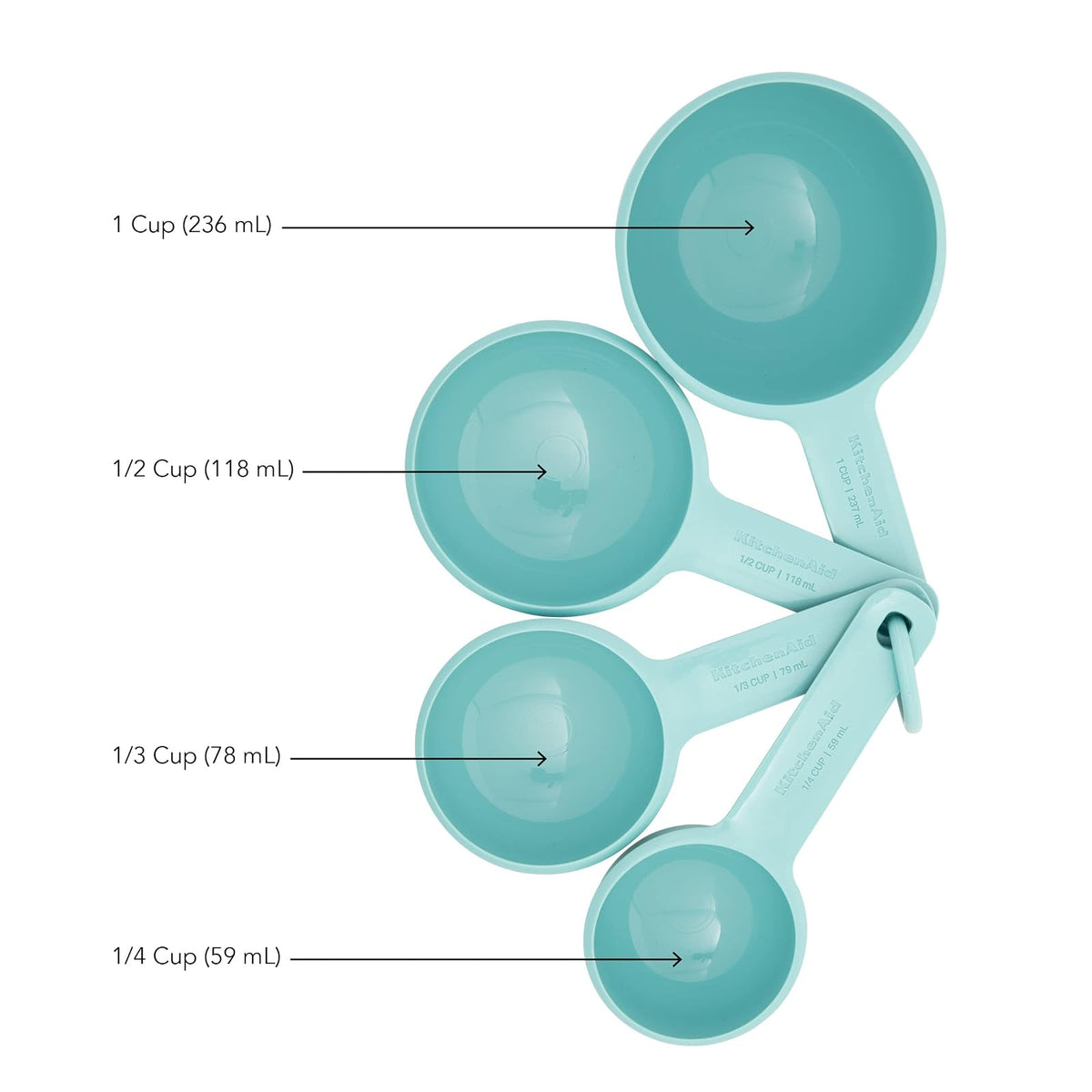 KitchenAid - Juego de 4 tazas medidoras, Aqua Sky