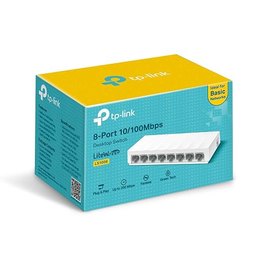TP-Link LS1008, Switch Fast Ethernet no administrable, 8 * 10/100Mbps Puertos, Diseño de Escritorio, Plug and Play