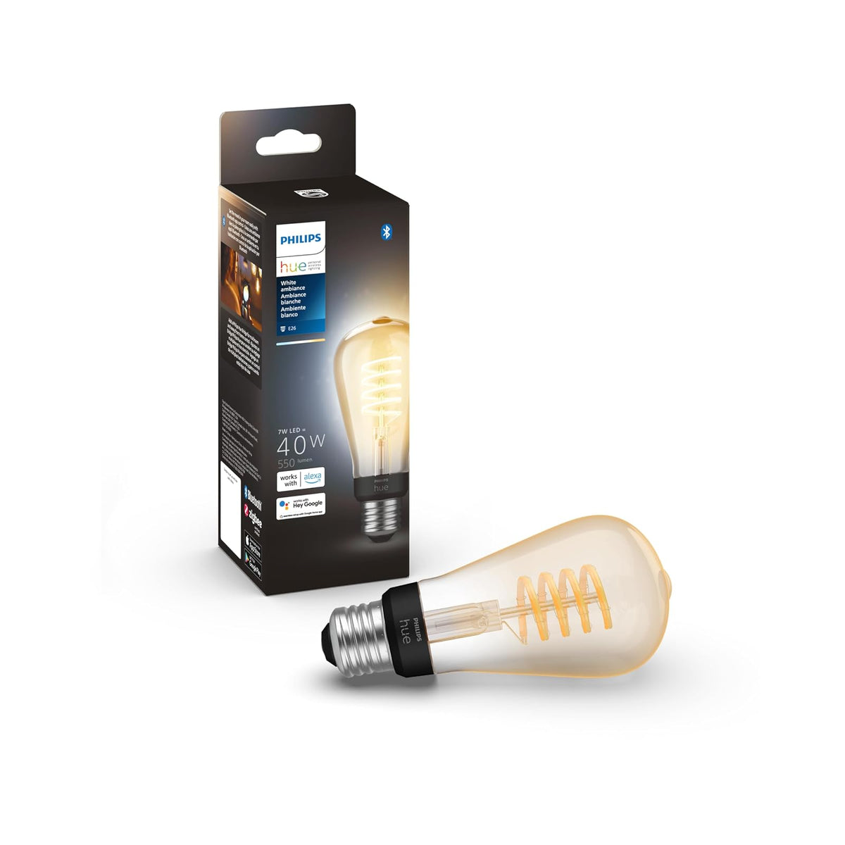 Philips Hue Foco Inteligente Filamento estilo vintage ST19 Compatible con Alexa