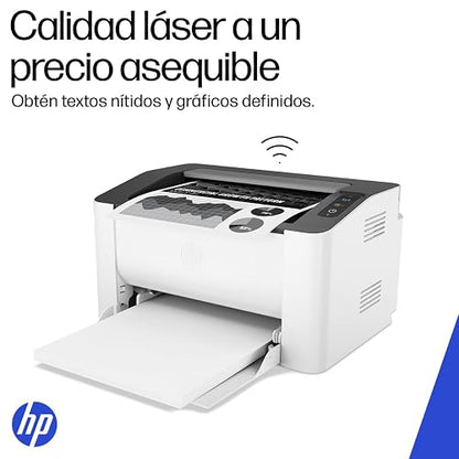 HP Impresora Laser 107w, Láser, Impresión en Negro, Wi-Fi, USB, Impresión y escanéo Smart App, Apple Air Print, Bandeja de 150 Hojas, Pantalla LED (4ZB78A)