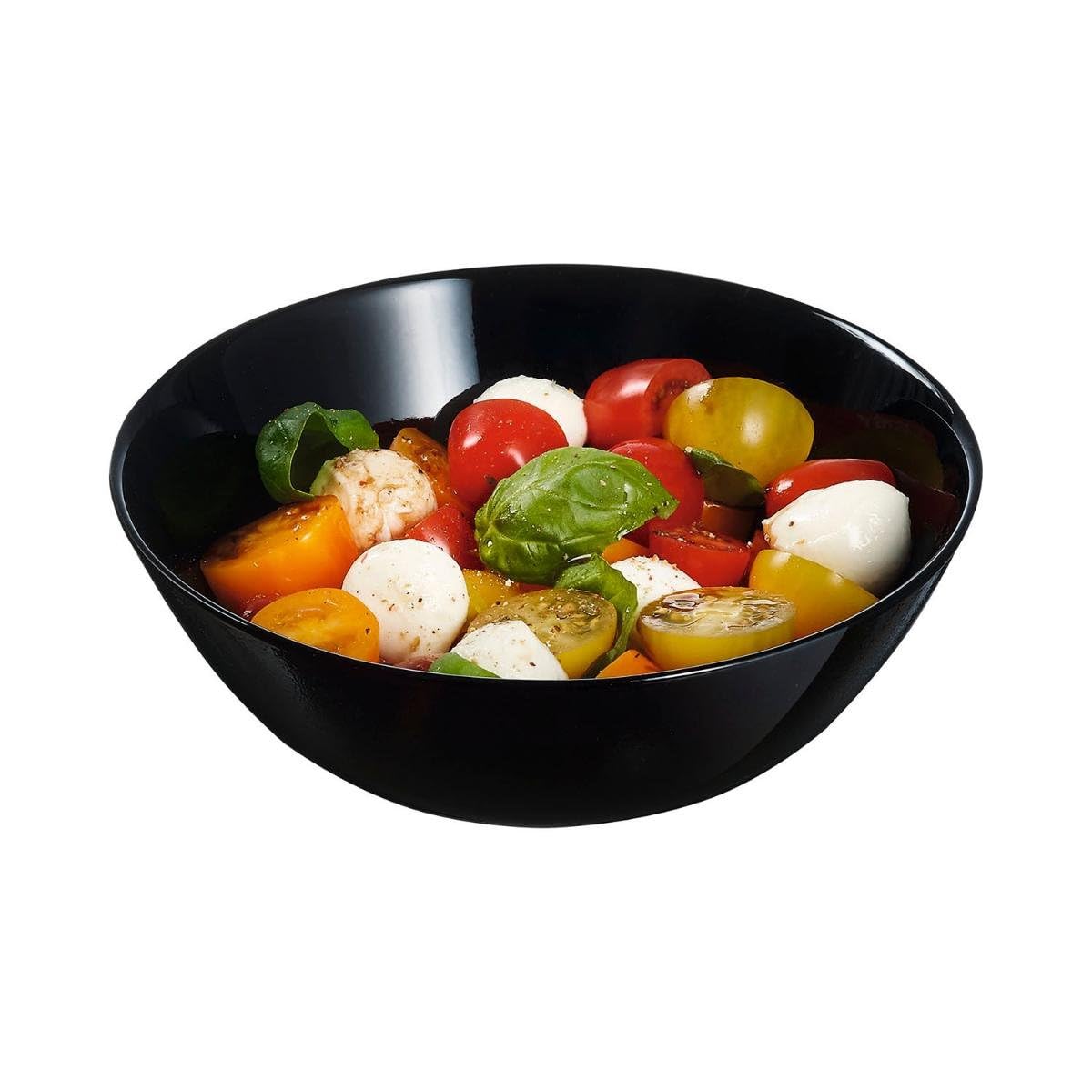 Luminarc 307-5974 Juego de 6 Platos Hondos o Bowls para Sopa, Diseño Cuenco Moderno de Cerámica, Color Negro, 16 cm, Colección Zelie Arcopal, Hecho en Francia