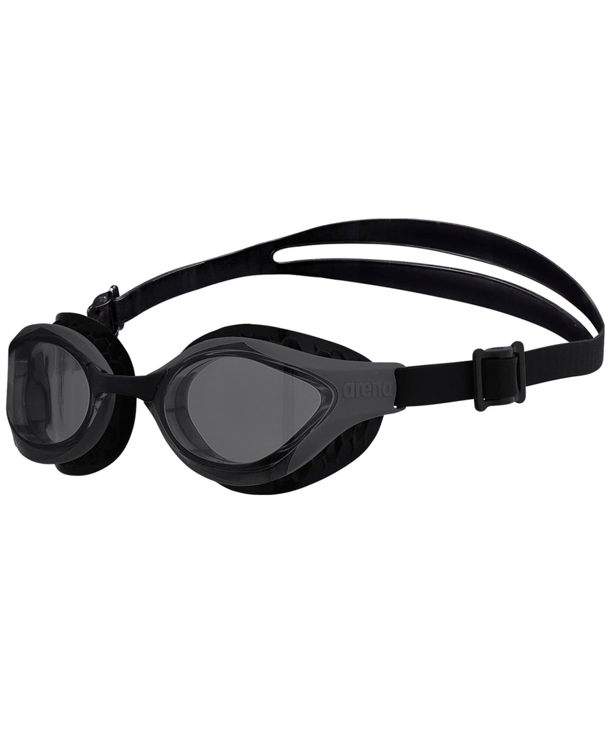 ARENA - anteojos de natación unisex para adultos, con cierre de aire, antivaho, para hombres y mujeres, con sellos acolchados, talla grande, lentes anchas - Humo - Humo - Negro - No espejado