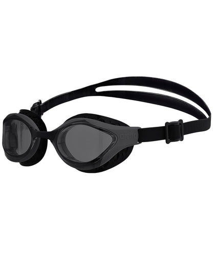 ARENA - anteojos de natación unisex para adultos, con cierre de aire, antivaho, para hombres y mujeres, con sellos acolchados, talla grande, lentes anchas - Humo - Humo - Negro - No espejado