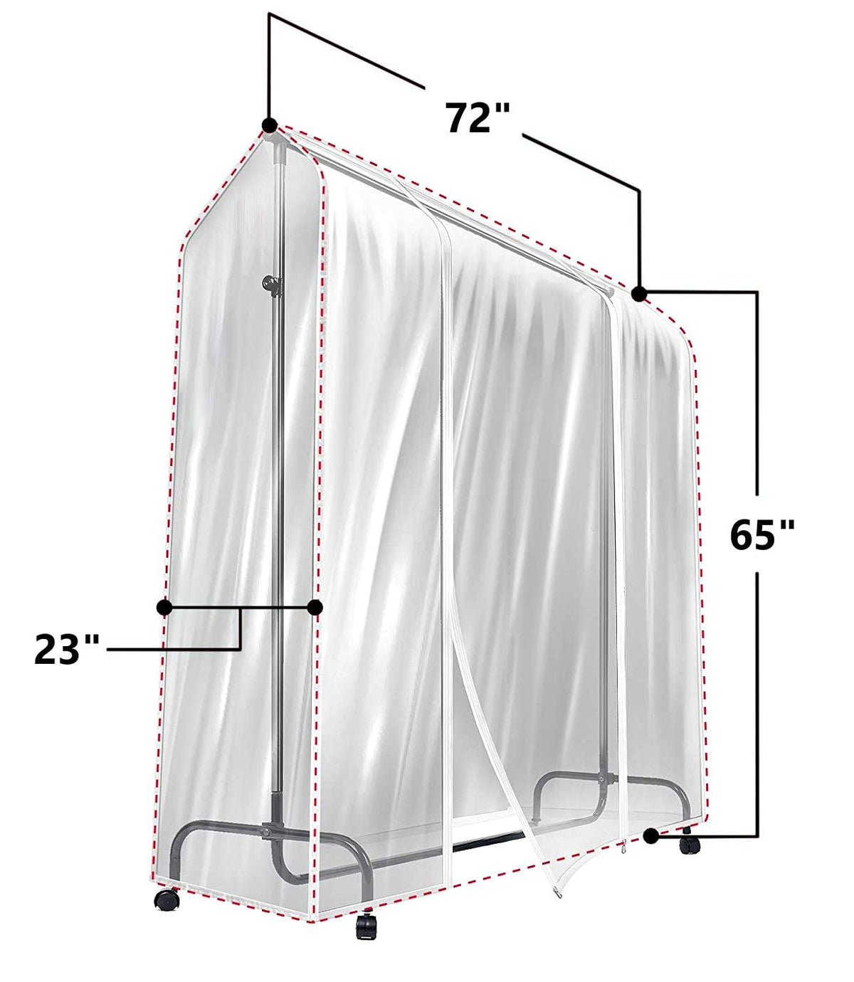 Sorbus Cover for Garment Rack - 6 Ft Transparent Clothes Rack Cover, Garment Coat Hanger Protector Dustproof Waterproof Clothing Storage Cover for Dresses, Suits, Coats, and more (Rack Not Included)