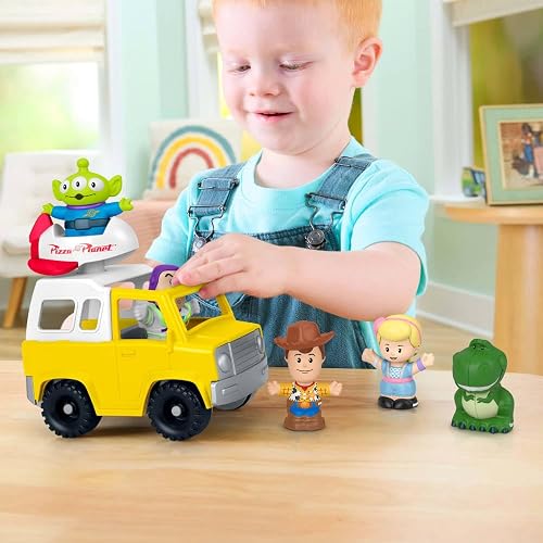 Fisher-Price - Juguete para niños pequeños de Disney y Pixar Toy Story Pizza Planet Truck con Buzz Lightyear y Figuras alienígenas para niños de 18 Meses