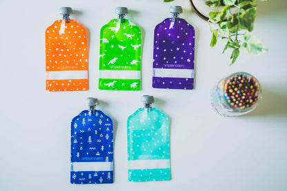 Simple Modern Bolsitas de Comida para Bebés | Paquete de 10 Bolsa Reutilizable Plastico Libre de BPA | Joey Colección | 148ml | Assortment 1