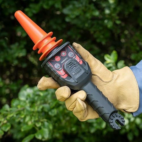 Klein Tools HVNCVT-1 Probador de alto voltaje sin contacto de doble rango, indicadores audiovisuales, resistente al agua, con funda y batería