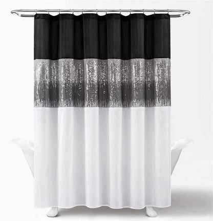 Lush Decor Night Sky - Cortina de Ducha, 72 x 72 Pulgadas, Gris y Morado - 182.9An x 182.9Al cm (1 Paneles) - Blanco y negro