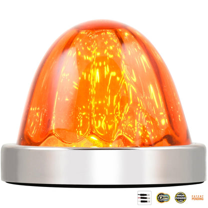 GG Grand General 81861 Kit de Vidrio de sandía ámbar Oscuro con Base ámbar de 18 LED y Bisel de Acero Inoxidable
