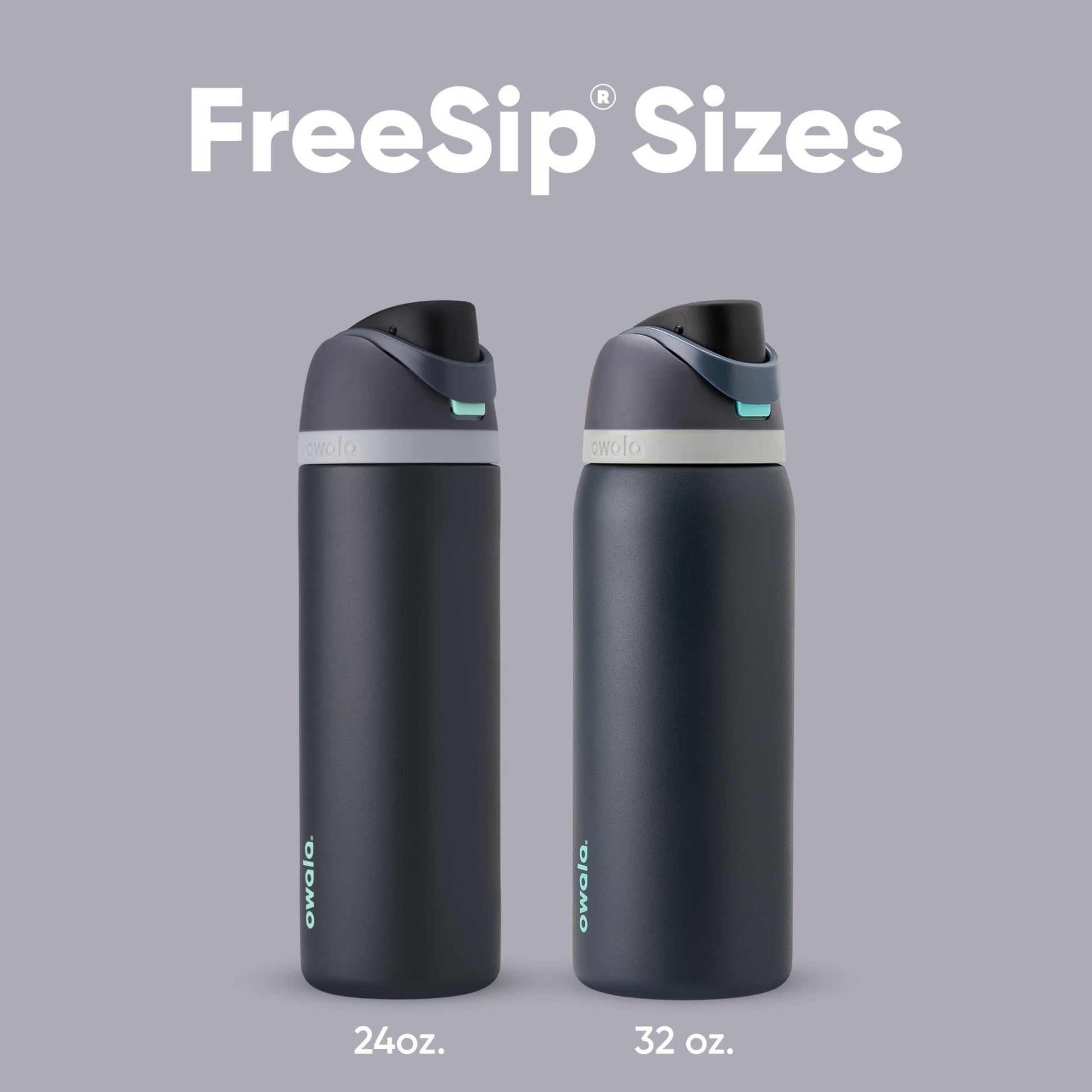 Owala FreeSip - Botella de agua aislada de acero inoxidable con pajita para deportes, viajes y escuela, botella de agua deportiva sin BPA, 32 onzas, marea brumosa
