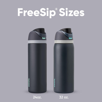 Owala FreeSip - Botella de agua aislada de acero inoxidable con pajita para deportes, viajes y escuela, botella de agua deportiva sin BPA, 32 onzas, marea brumosa