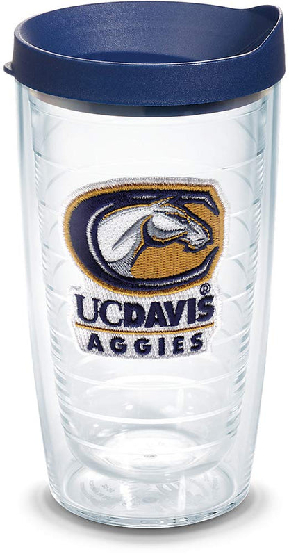 Tervis Vaso con Tapa, Diseños de Equipos Universitarios NCAA - Ca Univ Davis - 473,18ml - Transparente