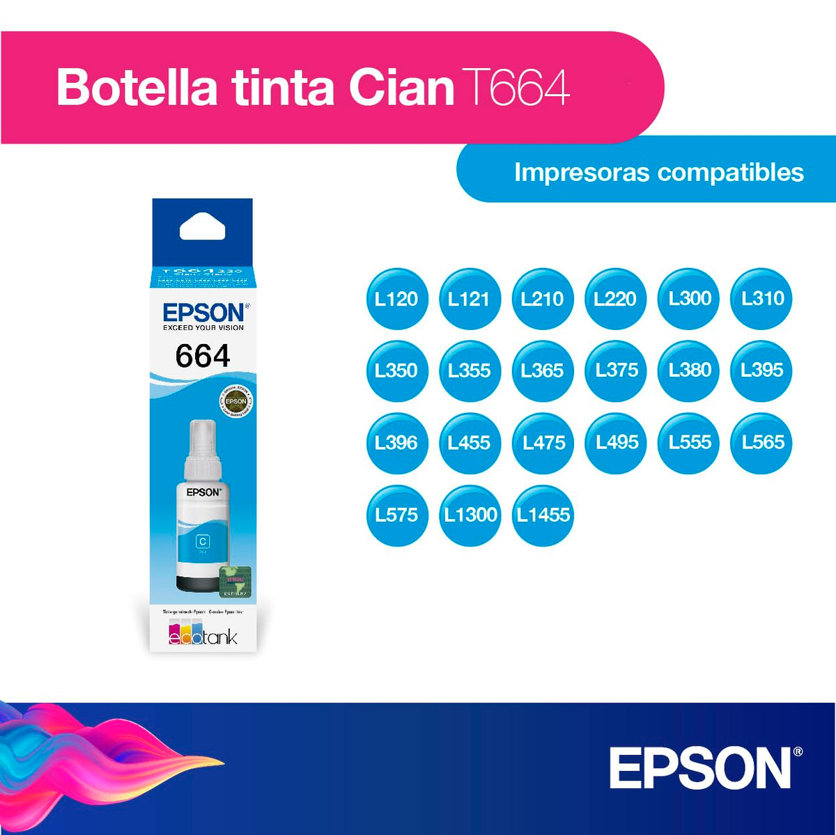 Epson Ecofit Botella de Tinta Color Cian T664