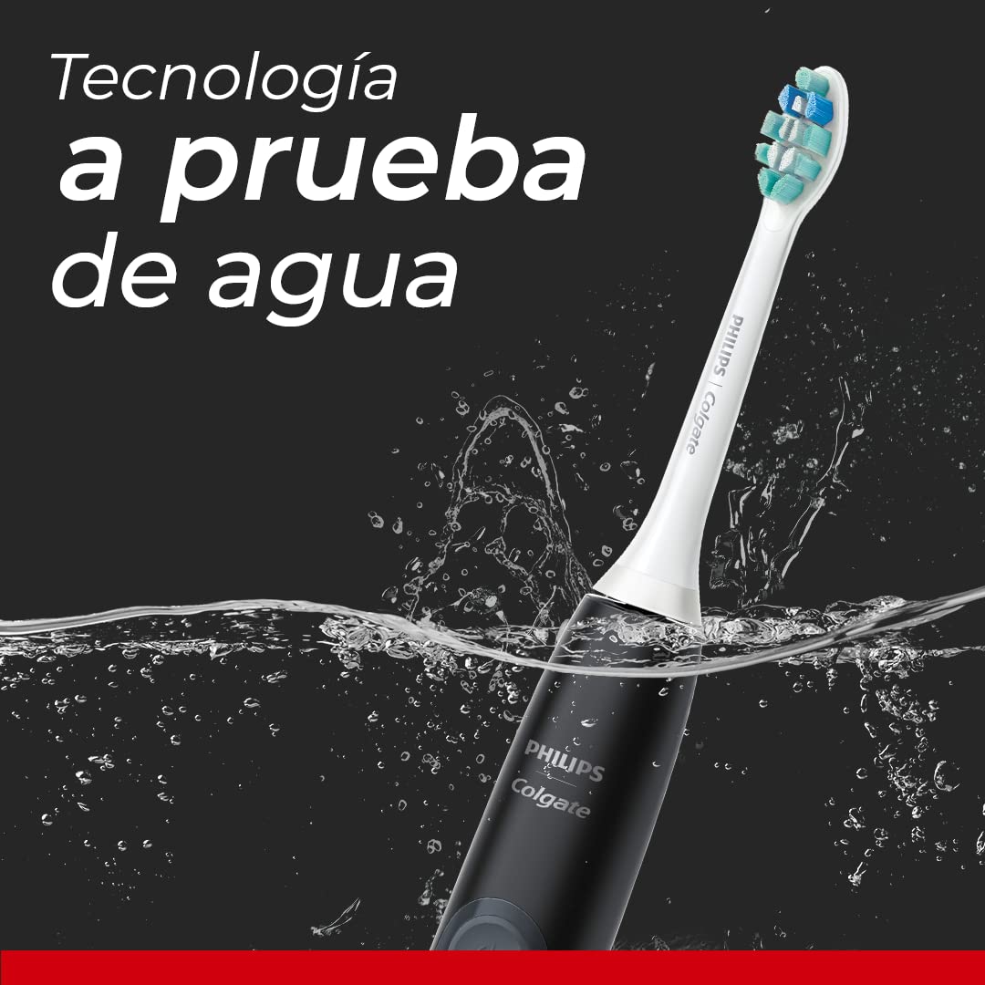 Philips Colgate Cepillo Dental Eléctrico SonicPro 50 Dientes Más Blancos | Limpia, Blanquea y Cuida Encías para una Buena Higiene Bucal, Remueve hasta 600% Más Placa
