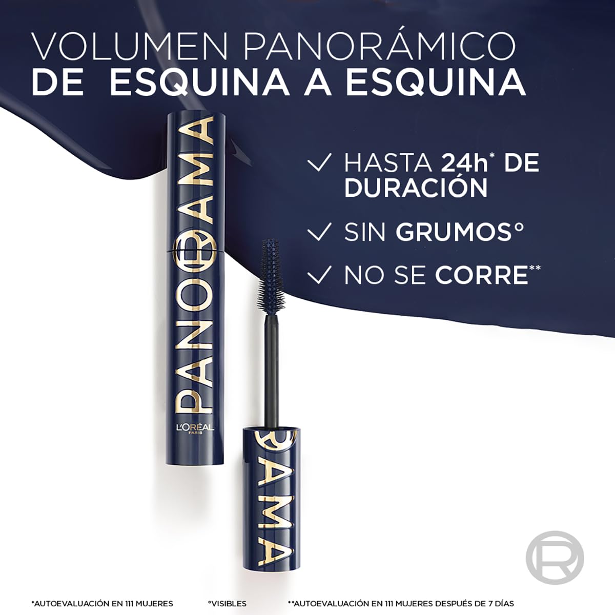 L'Oreal Paris, Panorama Chromatic Blue Suede Máscara De Pestañas Voluminizadora, Ojos Que Lucen 1.4X Más Grandes Y Pestañas Con Mayor Volumen, Tono Azul Marino