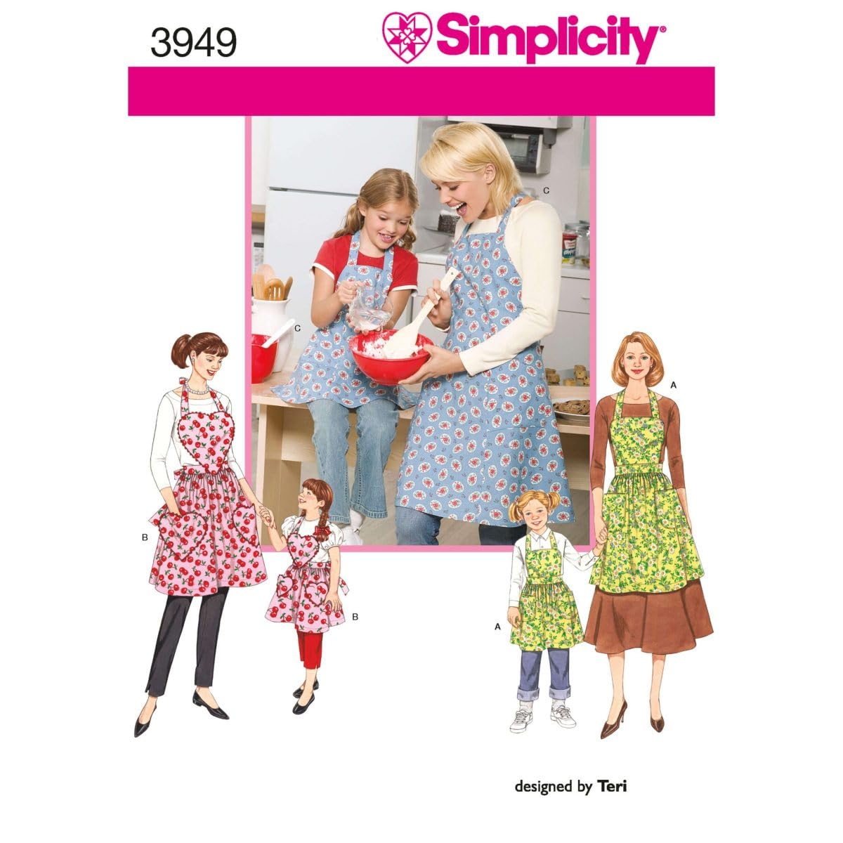 Simplicity - Delantal a juego para niños y adultos, tallas S-L