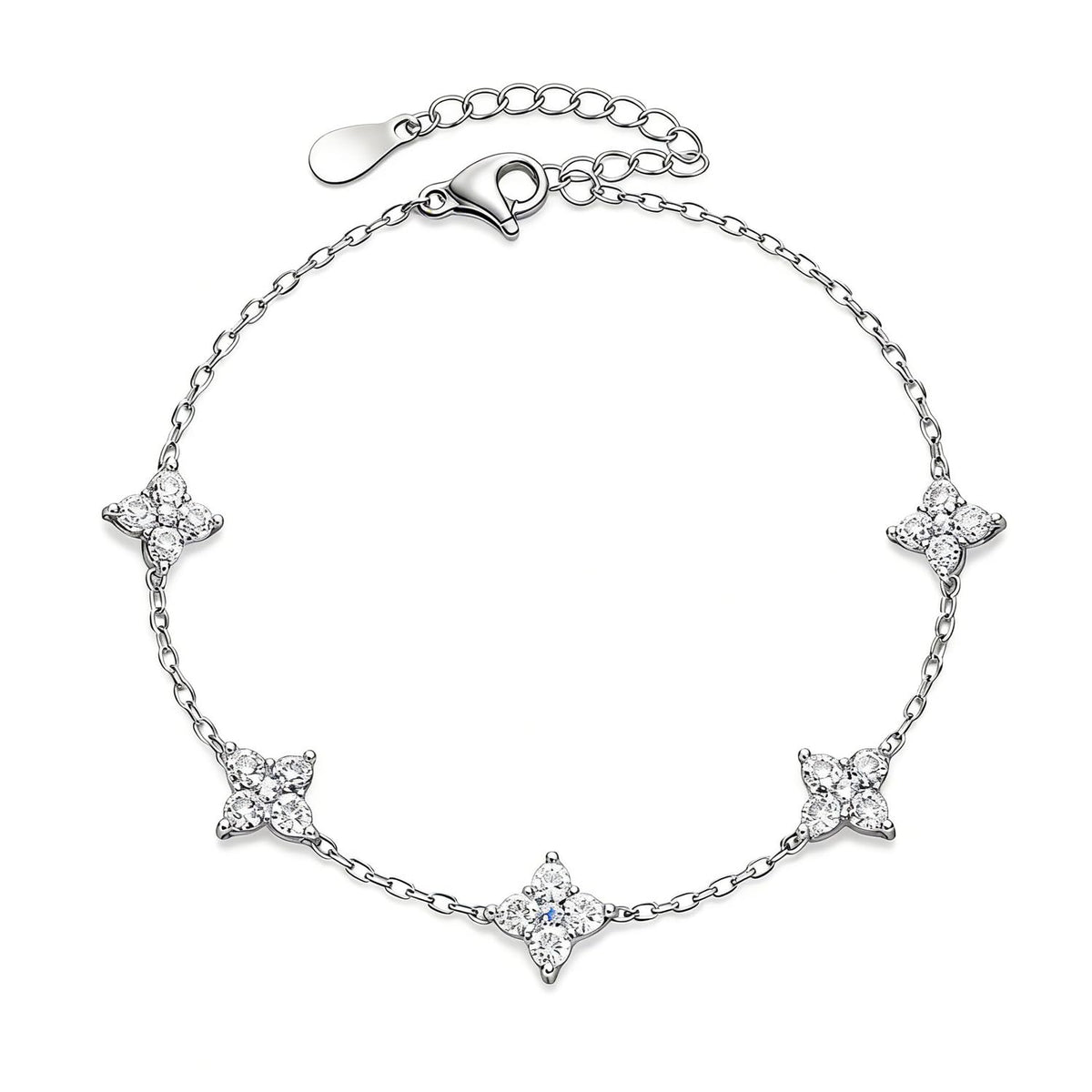 Xyphielle Pulsera de Trébol de la Suerte Color Plata para Mujer, Joyería para Mujer Regalo para Novia Esposa Mamá, Elegante para San Valentín Navidad Aniversario Cumpleaños