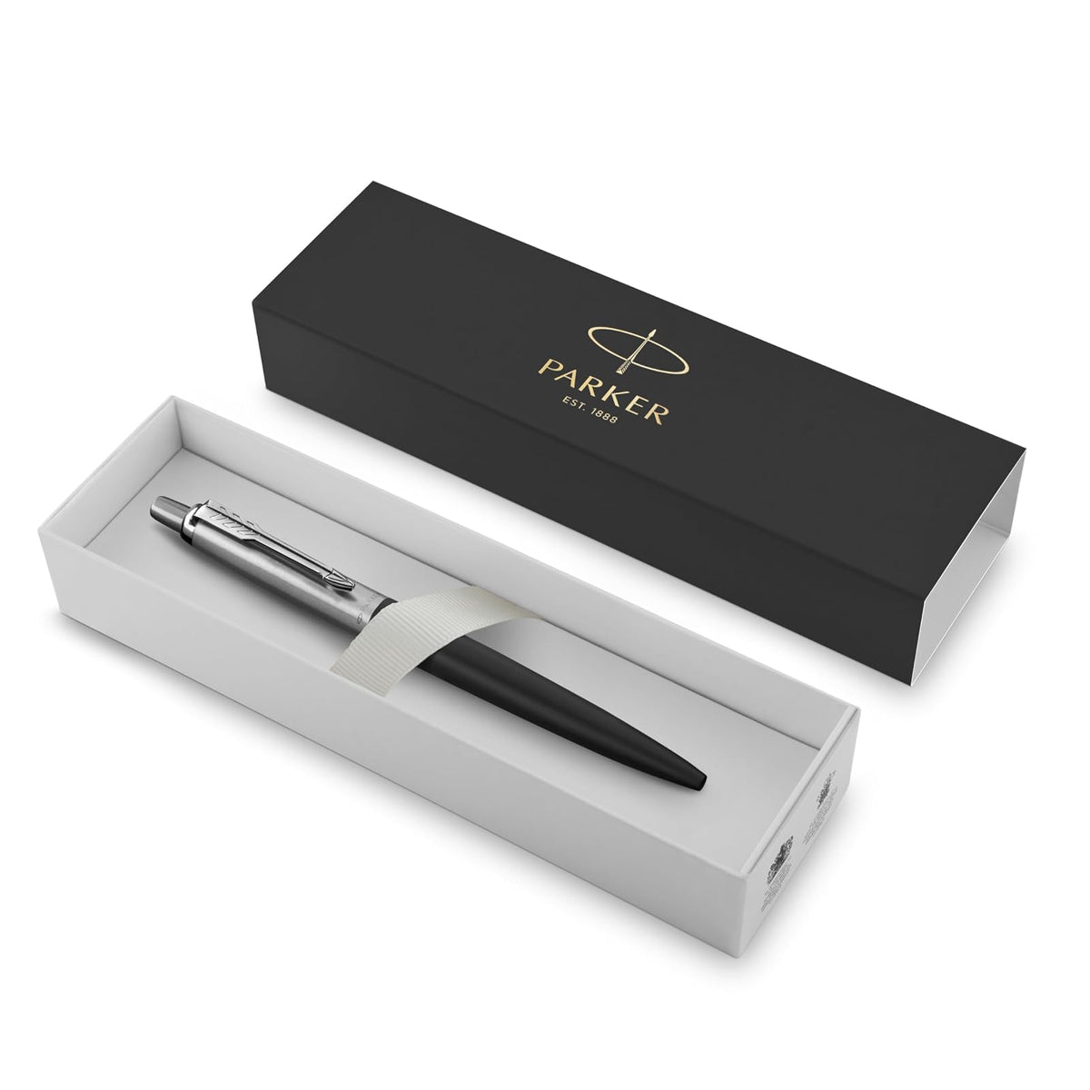 PARKER Jotter XL Ballpoint Pen, Chrome Trim, Medium Point, Blue Ink, Gift Box, Richmond Matte Black
