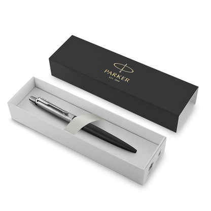 PARKER Jotter XL Ballpoint Pen, Chrome Trim, Medium Point, Blue Ink, Gift Box, Richmond Matte Black