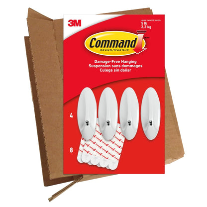 Command Ganchos de alambre, Grande, 4 Hooks, Blanco