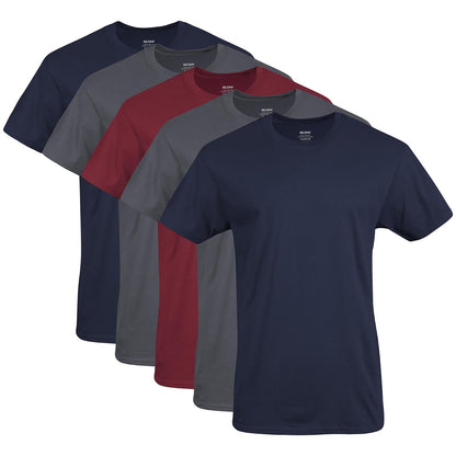 Gildan Playeras de Algodón para Hombre, Paquete Multicolor - Azul marino - carbón - cardenal rojo - CH