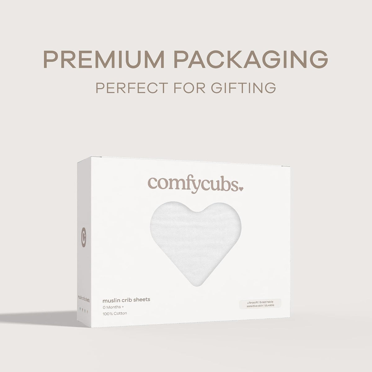 Comfy Cubs Sábana de Algodón Muselina Cuna – Suave y Transpirable – Se Ajusta a Colchones de Cuna y Cama Infantil – Elástico Seguro y Ajuste Perfecto – para Niños y Niñas – Blanco
