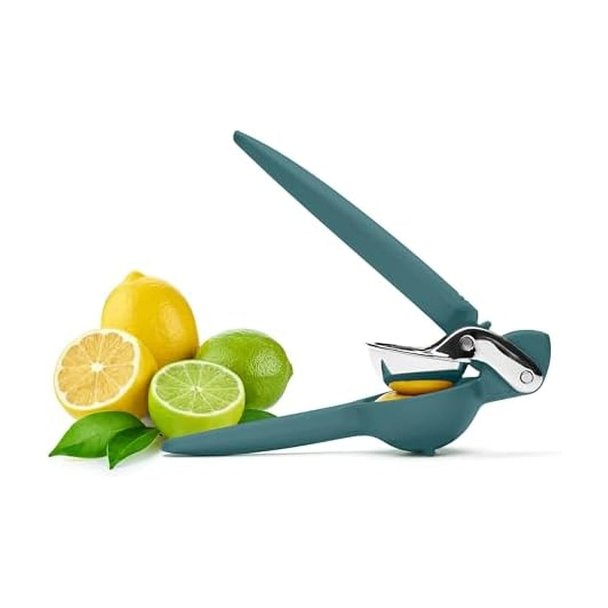 Chef'n FreshForce Exprimidor de limón de cítricos, prensa manual de mano con mecanismo de doble engranaje para una extracción máxima de jugo, verde Collard