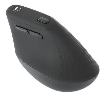Manhattan 190336 Mouse Ergonómico Vertical Inalámbrico USB 2.4 GHz con nanorreceptor, 800/1200/1600 dpi Ajustables, diseño ergonómico 60°, Compatible con Windows, macOS, Linux y ChromeOS