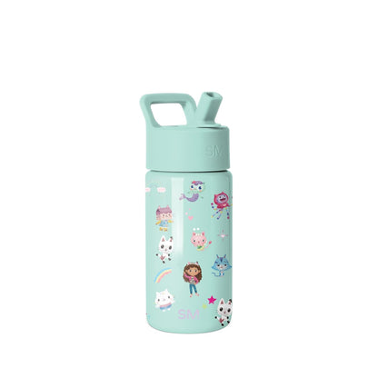 Simple Modern Summit Botella Infantil con Popote, 18 oz, Diseños Infantiles - Casa de muñecas de Gabby: Amigos de Gabby - 0.4 Litros