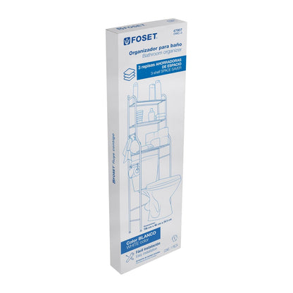 Foset OWC-3, Mueble organizador blanco para baño con 3 repisas