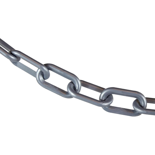Mr. Chain - Cadena de barrera de plástico, plata, diámetro de eslabones de 2 pulgadas, longitud de 25 pies (50008-25)