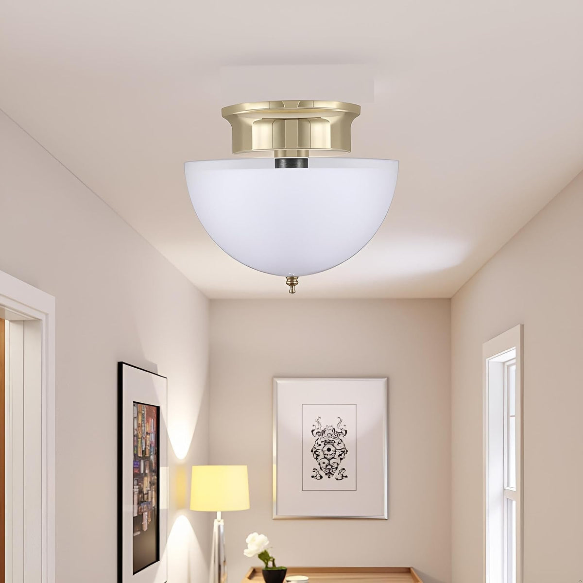 Aspen Creative 28008-15-2, visualización de cúpula con clip para bombillas tipo A, para interiores y acabado blanco, 7 5/8 pulgadas de diámetro x 4 pulgadas de altura, paquete de 2