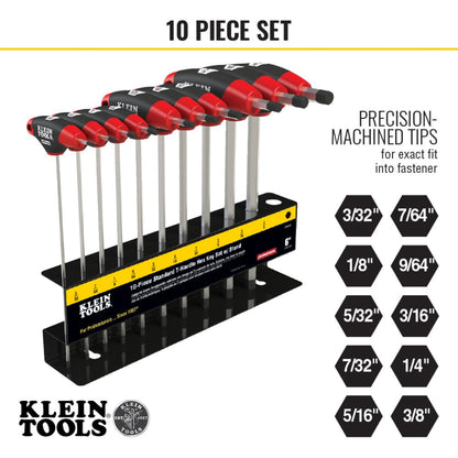 Klein Tools JTH610E Juego de 10 Llaves Hexagonales con Mango “T”