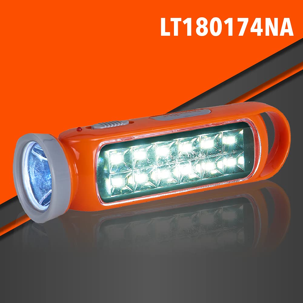 Tecnolite Lámpara LED Recargable Portátil, Linterna LED, 4 Horas de Uso, 100 m. de Distancia, 3.5 W, 100 - 240 V, 100 Lumens, Luz de Día 6 500 k, IP 20, Color: Naranja.