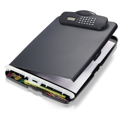 Officemate 83306 Slim Clipboard Box with Calculator, charcoal
