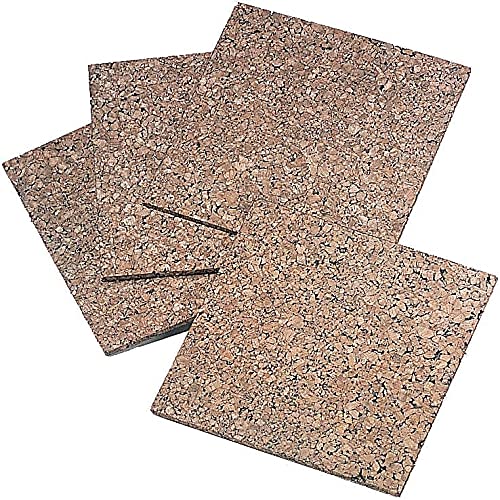 Quartet Azulejos de corcho, tablero de corcho, 12 x 12 pulgadas, tablero de corcho, tableros de anuncios de pared, natural, 4 unidades (paquete de 1)
