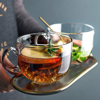 Borgonovo Jombo - Taza Grande De Vidrio Para Café 700 ml Taza Transparente Cristal Restaurantes, Fiestas, Café Tazón Cafetero