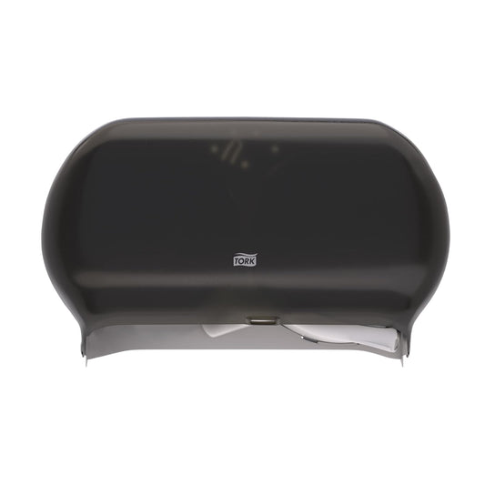 Tork 56TR Twin Jumbo Bath Tissue Roll Dispenser, 9", Plastic, 11.83" Height x 19.29" Width x 5.51" Depth, For use with TJ0922A Tork, Smoke
