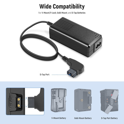 NEEWER D-Tap - Cargador de batería con Cable D-Tap de 3.3 pies/1 m para Montaje en V, Bloqueo en V, batería de Montaje Dorado, Compatible BP-95W BP-190WS BP-150WS BP-V47 BP-V95 Sony BP-U65