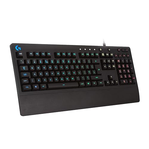 Logitech G213 Prodigy Teclado Gaming en Inglés, RGB LIGHTSYNC, Teclas Retroiluminadas, Resistente a Salpicaduras, Teclas Personalizables, Controles Multimedia Dedicados - Color Negro