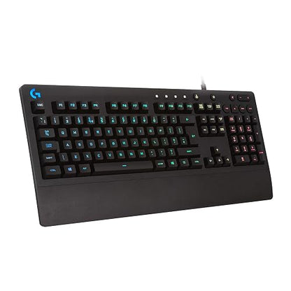 Logitech G213 Prodigy Teclado Gaming en Inglés, RGB LIGHTSYNC, Teclas Retroiluminadas, Resistente a Salpicaduras, Teclas Personalizables, Controles Multimedia Dedicados - Color Negro