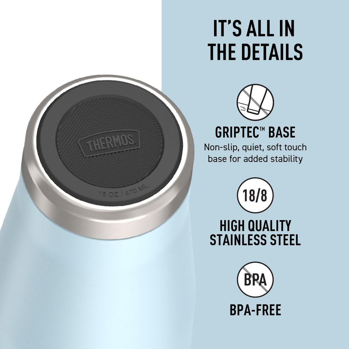THERMOS ICON SERIES, taza de acero inoxidable, glaciar, 16 onzas